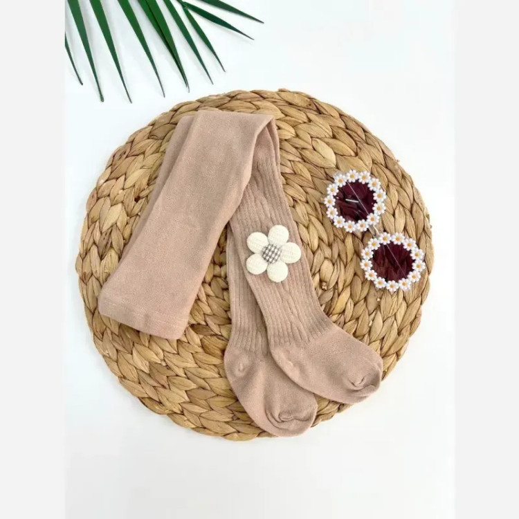 جوراب شلواری کبریتی بابونه دخترانه نوزادی پنبه ای نرم تا 7 سال