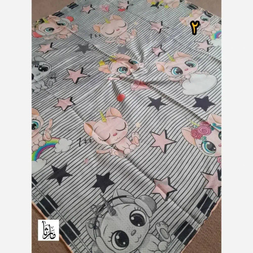 روسری سوپرنخ دخترانه دست دوز قواره 100 سانت فانتزی