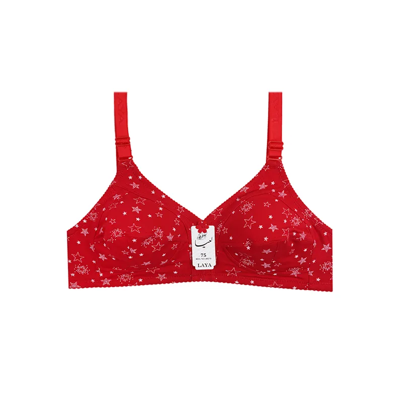 سوتین زنانه تمام نخ سه تیکه کاپ B طرح ستاره لعیا
