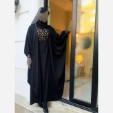 عبا مشکی طرح محیا با خرجکار سوزن دوزی هندی کرپ الیزه