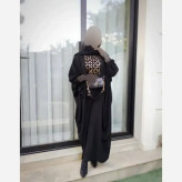 عبا مشکی طرح محیا با خرجکار سوزن دوزی هندی کرپ الیزه