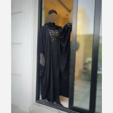 عبا مشکی طرح محیا با خرجکار سوزن دوزی هندی کرپ الیزه