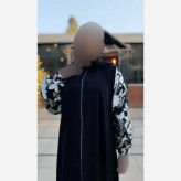 مانتو عبایی مشکی طرح مهلا جنس کرپ الیزه نخ توییست آستین آستر دار سایز بزرگ