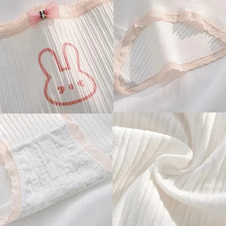 شورت زنانه عروسکی فانتزی کبریتی نخی صورتی طرح خرگوشی سایز XL