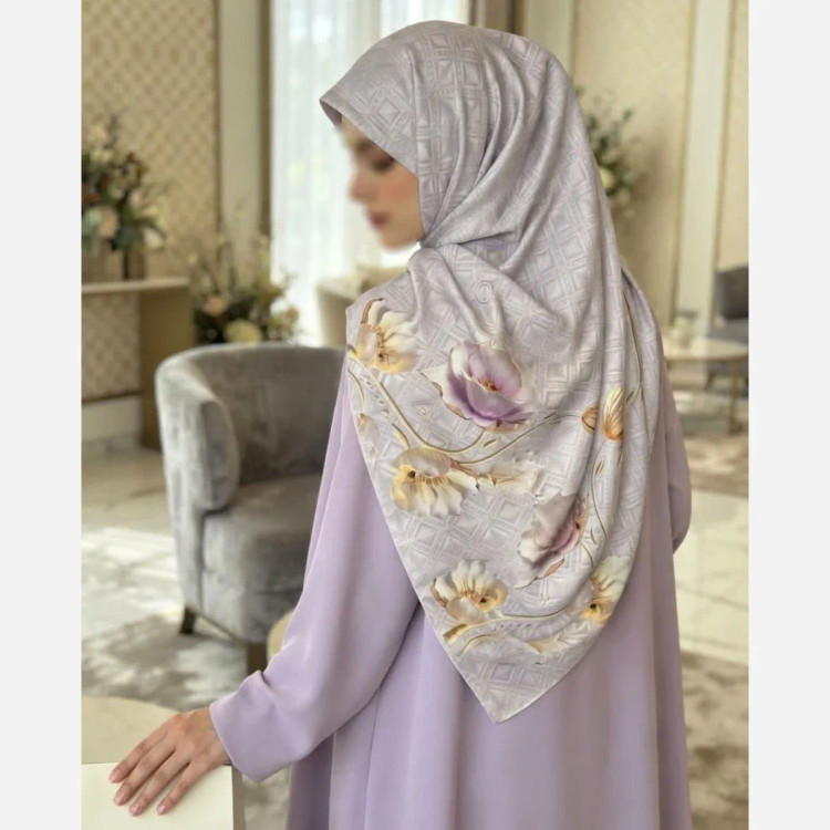 روسری نخ کاستوم سیتو طرح مروارید یاسی دورچرخدوز قواره بزرگ 140 سانتیمتر