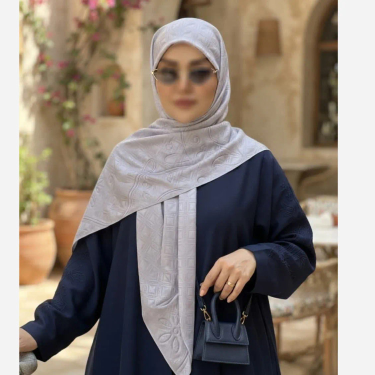 روسری نخ کاستوم سیتو طرح مروارید یاسی دورچرخدوز قواره بزرگ 140 سانتیمتر